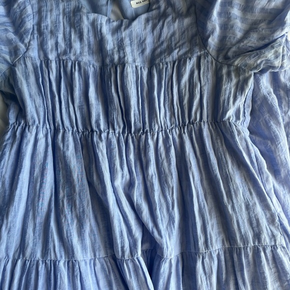 Mod Ref Blue and White Tiered Ruffled Maxi Sundress - Picture 6 of 7